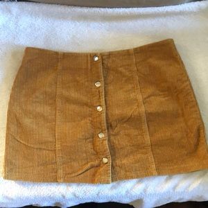 Tan corduroy button down skirt